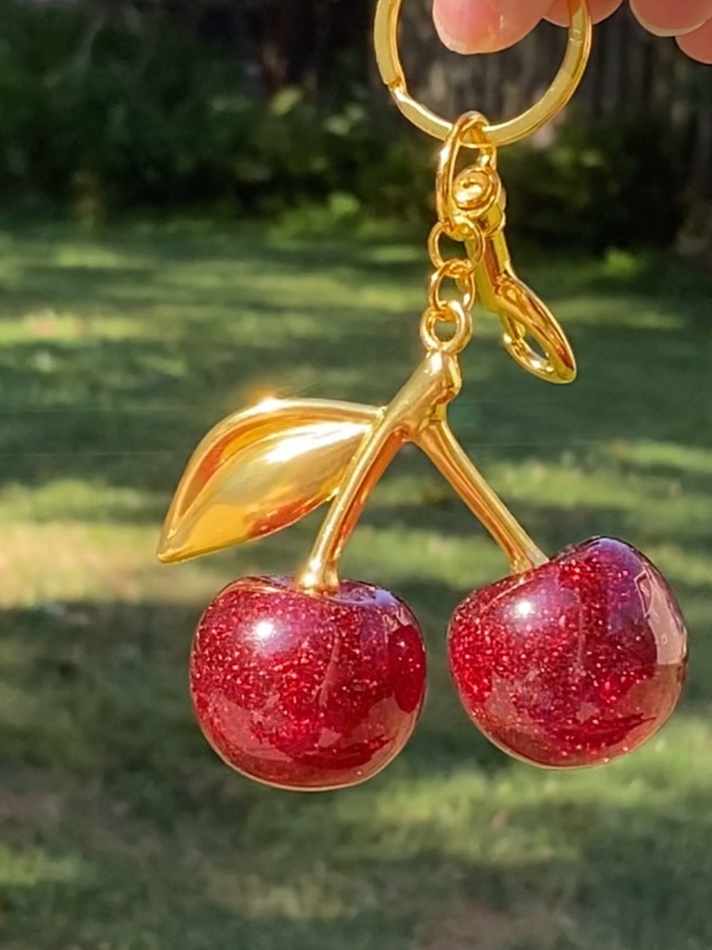 Cherry Ball Red Glitter Bag Charm/KeyChain